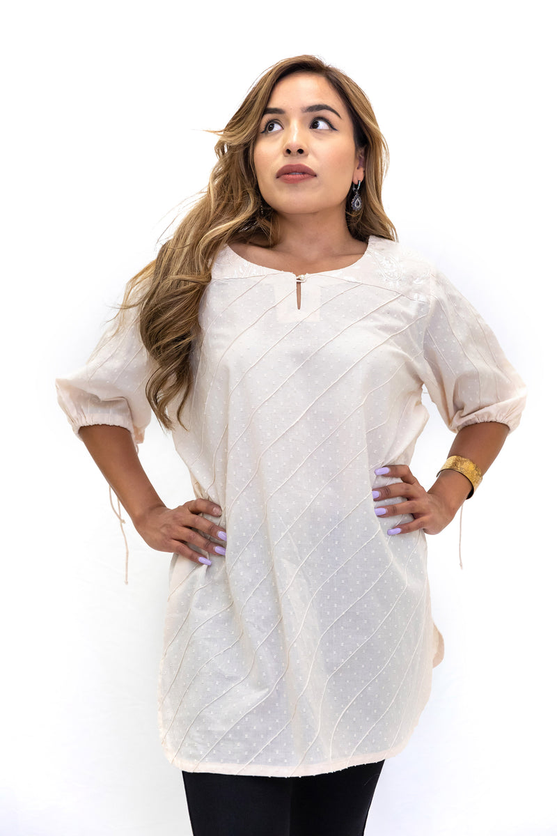 Creme Cotton Shirt  - Women's South Asian Fashion - Casual Wear