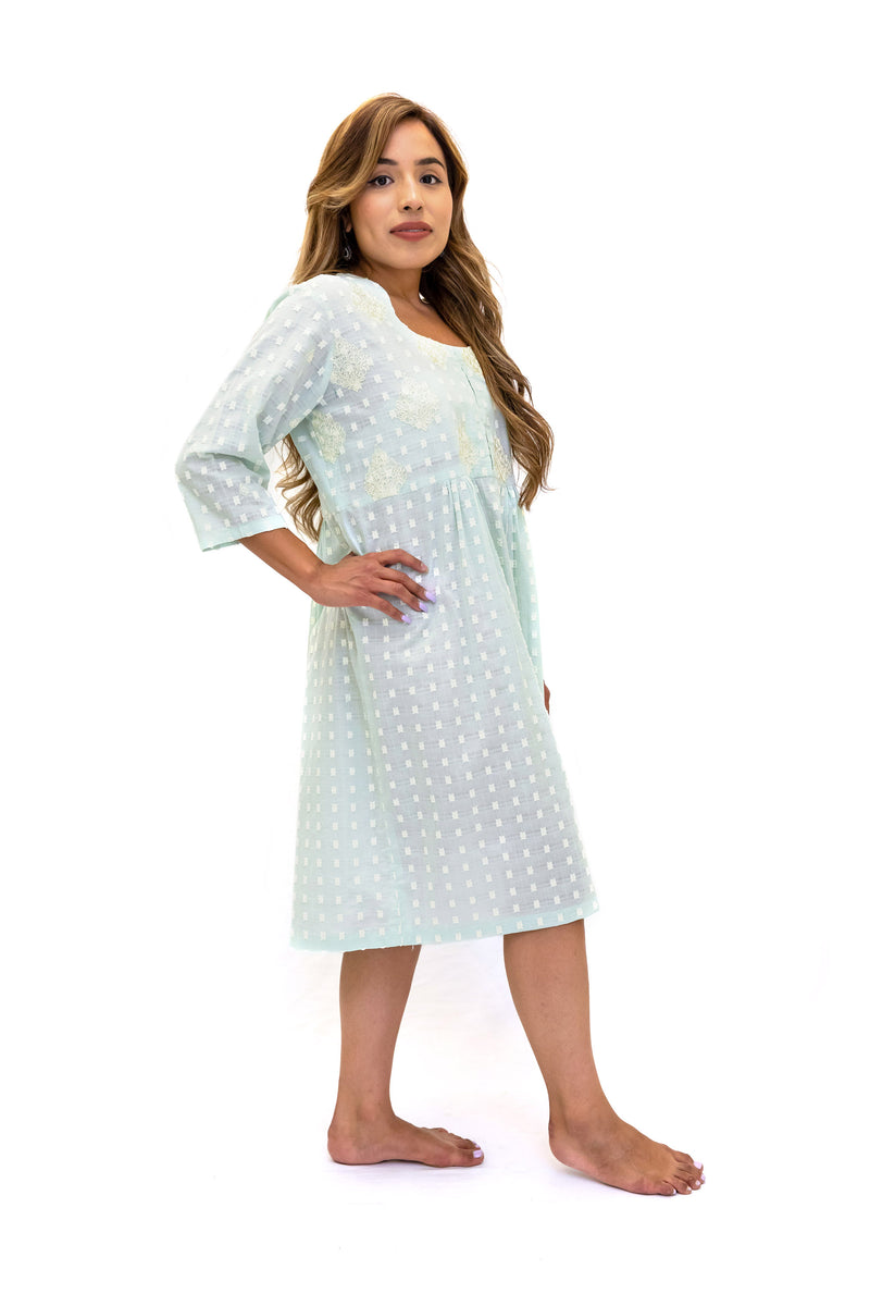 Light Blue Cotton Dress - South Asian Casual Wear