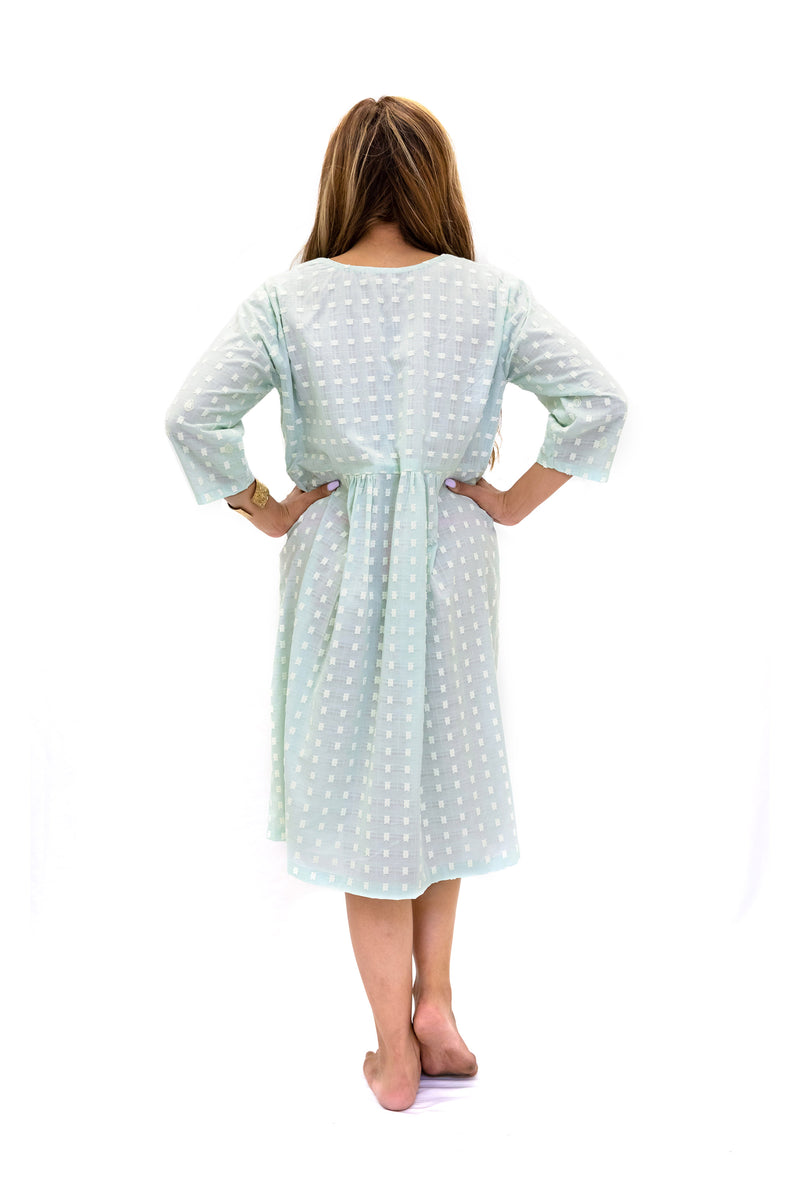 Light Blue Cotton Dress - South Asian Casual Wear