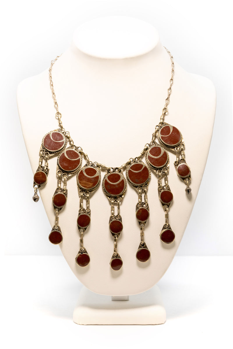 Red and Silver Necklace - South Asian Fashion & Unique Home Decor