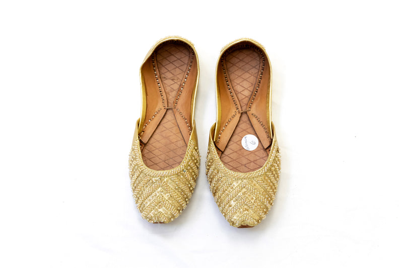 Gold Sequins Jutti Khussa - Shoes - Women's - South Asian Fashion