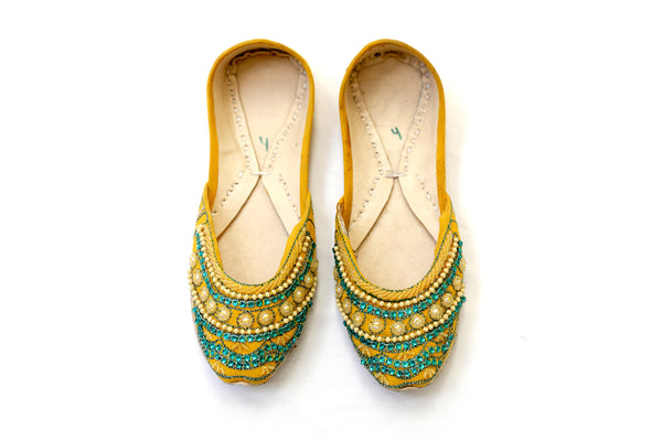 Yellow Jutti Khussa - Shoes - Women's - South Asian Fashion