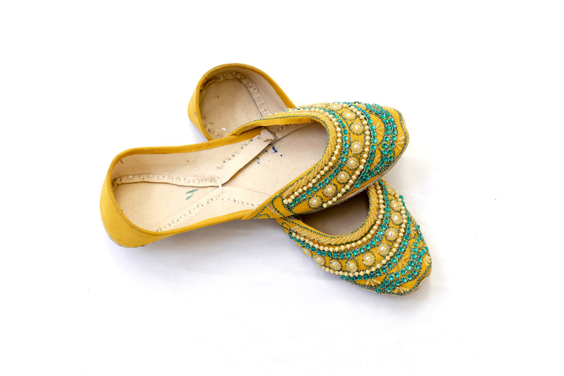 Yellow Jutti Khussa - Shoes - Women's - South Asian Fashion