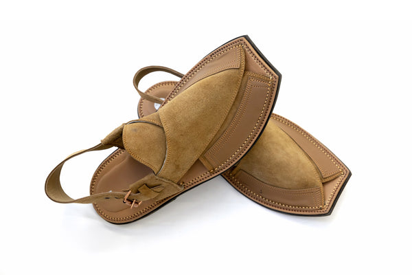 Tan Suede Peshawari Chappal - Sandals - Men's - South Asian Fashion 