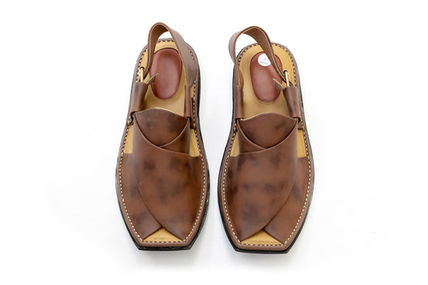 Brown Leather Peshawari Chappal - Sandals - Men's - South Asian Fashion & Unique Home Decor