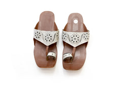 Grey Embroidered Chappal - Sandals - Men's - South Asian Fashion & Unique Home Decor