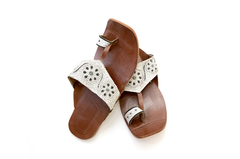 Grey Embroidered Chappal - Sandals - Men's - South Asian Fashion & Unique Home Decor