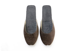 Black Stripped Khussa Women's Shoes - South Asian Fashion & Unique Home Decor