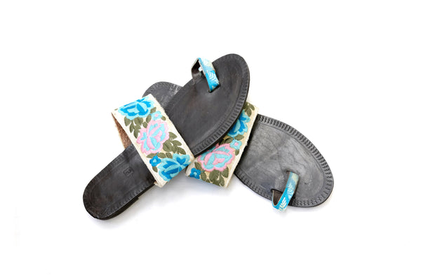 Black Floral Chappal - Sandals - Women's - South Asian Fashion & Unique Home Decor