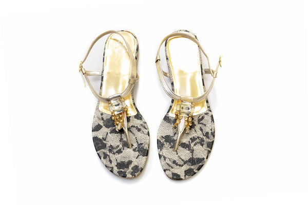 Silver & Gold Bejeweled Sandals - Women's Shoes - South Asian Fashion