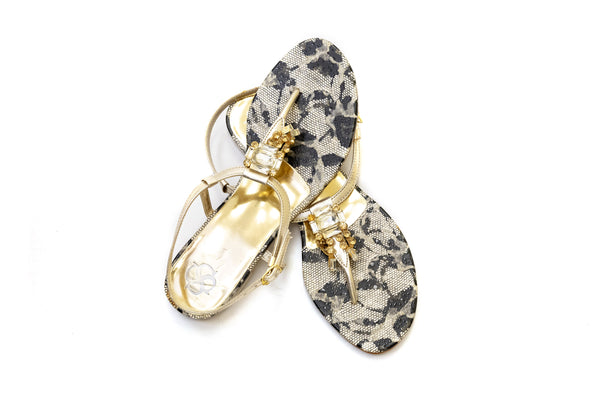 Silver & Gold Bejeweled Sandals - Women's Shoes - South Asian Fashion
