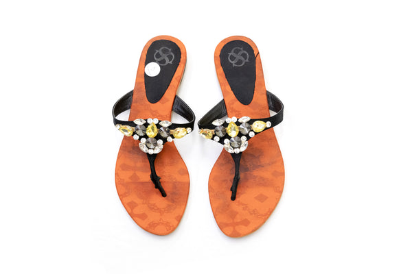 Black Bejeweled Flip Flops - Sandals - Women's - South Asian Fashion & Unique Home Decor