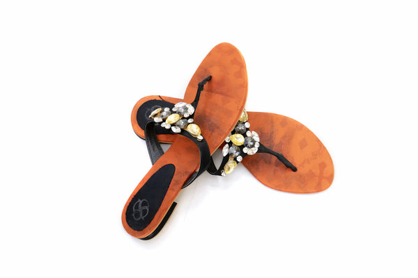 Black Bejeweled Flip Flops - Sandals - Women's - South Asian Fashion & Unique Home Decor