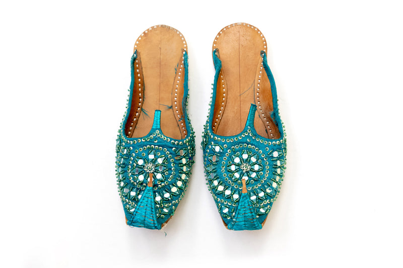 Teal Dulha Khussa - Shoes - Women's - South Asian Fashion