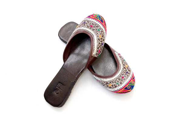 Leather Embroidered Jutti Khussa -Shoes- Women's South Asian Fashion