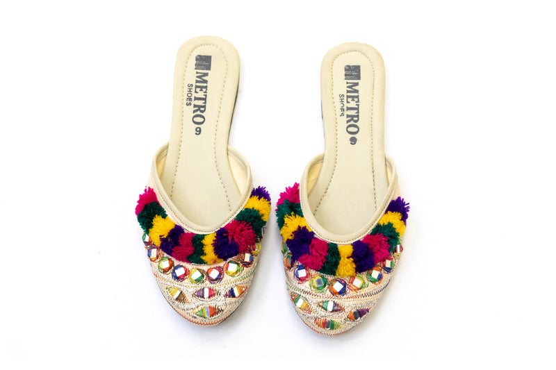 Festive Creme Khussa - Sandals - Women's Footwear- South Asian Fashion