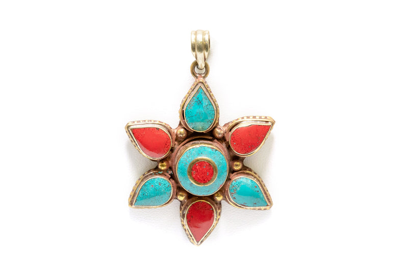 Blue and Red Star Pendant  - South Asian Fashion & Unique Home Decor