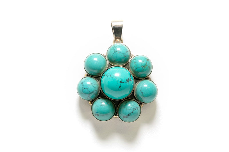 Round Turquoise Pendant - South Asian Jewelry