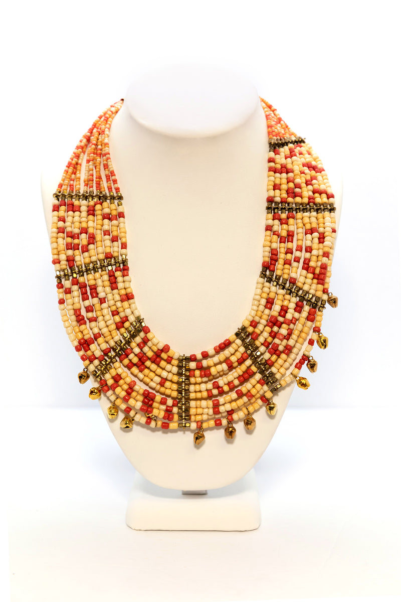 Buy COIRIS Multi Strand Statement Colorful Beaded Necklace Earrings Set  with Big Circle Shell Pendant for Women (N0055-Orange) at Amazon.in