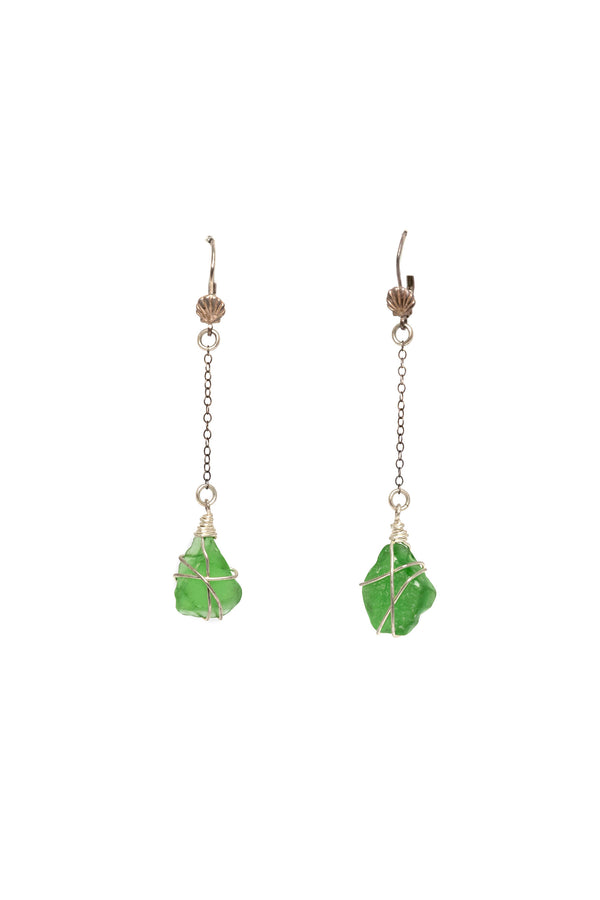 Green Glass Dangle Earrings - South Asian Fashion & Unique Accessories