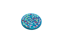 Miniature Blue Beaded Mirror-Handmade Accessories  & Unique Home Decor