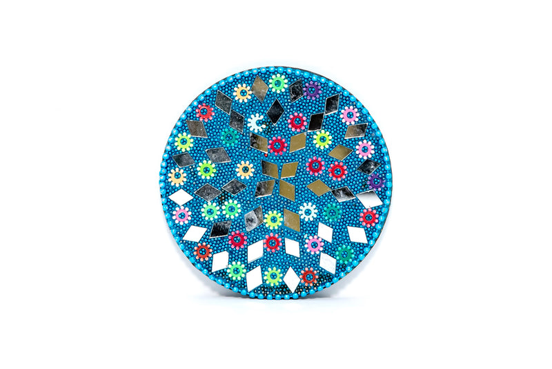 Miniature Blue Beaded Mirror-Handmade Accessories  & Unique Home Decor