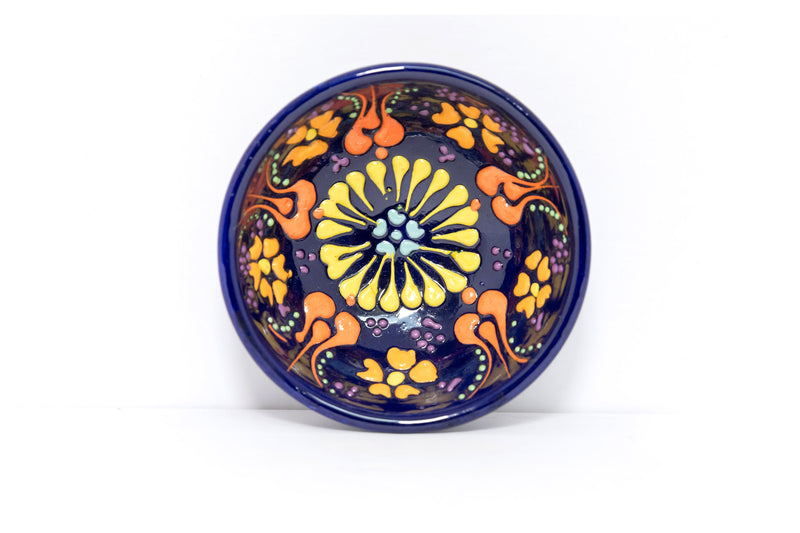Turkish Ceramic Purple Hand Painted Bowl - South Asian Home Decor