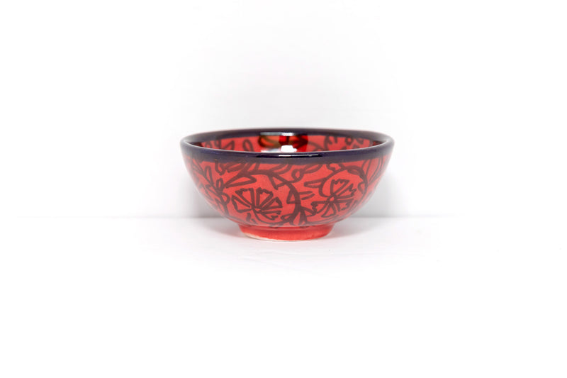 Red & Black Turkish Ceramic Bowl - Unique South Asian Home Decor