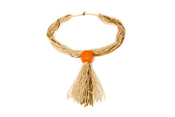 Cream and Orange Beaded Necklace - South Asian Fashion & Unique Home Decor