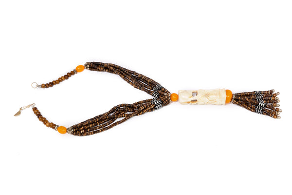 Tribal Wooden Beaded Necklace - South Asian Accessories