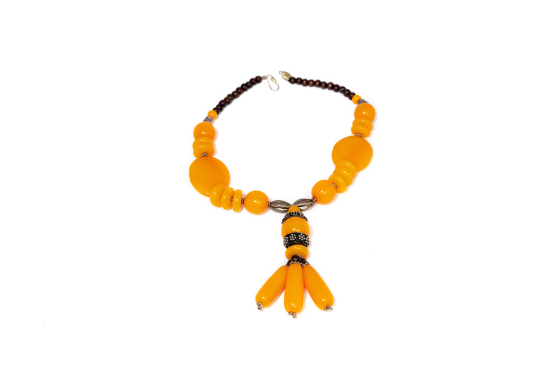 ADO Orange & Gold Chain Statement Necklace | All Dec'd Out – All Decd Out