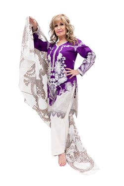 Purple Cotton Salwar Kameez - Sana Safinaz Suit - South Asian Fashion