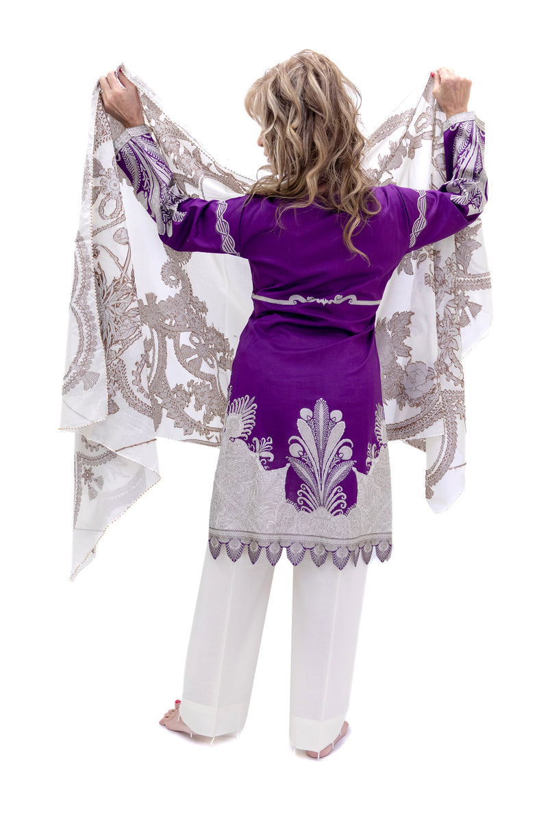 Purple Cotton Salwar Kameez - Sana Safinaz Suit - South Asian Fashion