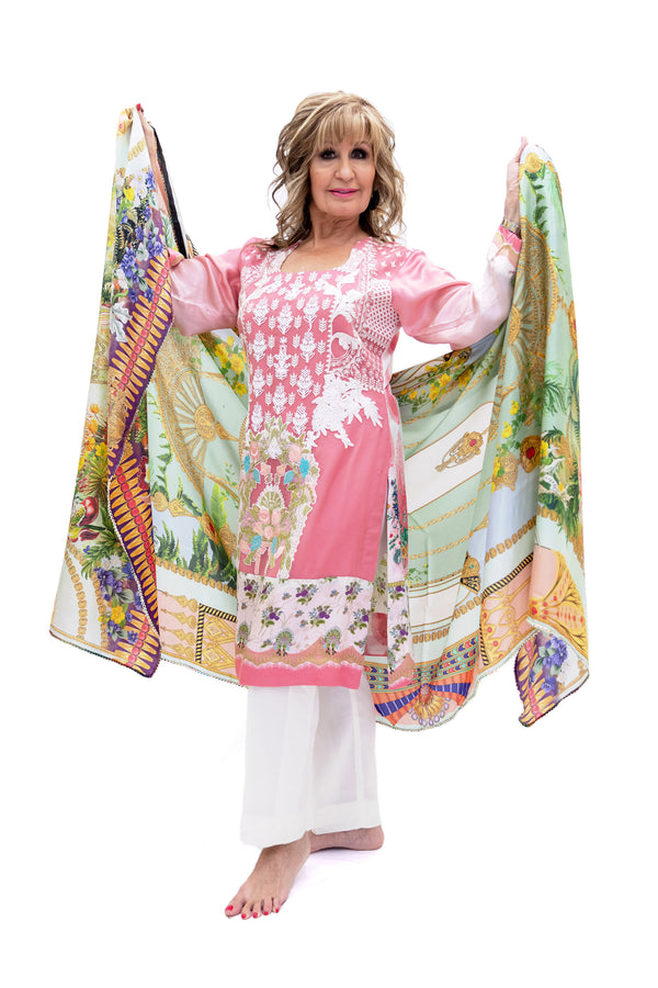 Pink Silk Salwar Kameez - Sana Safinaz Suit - South Asian Fashion