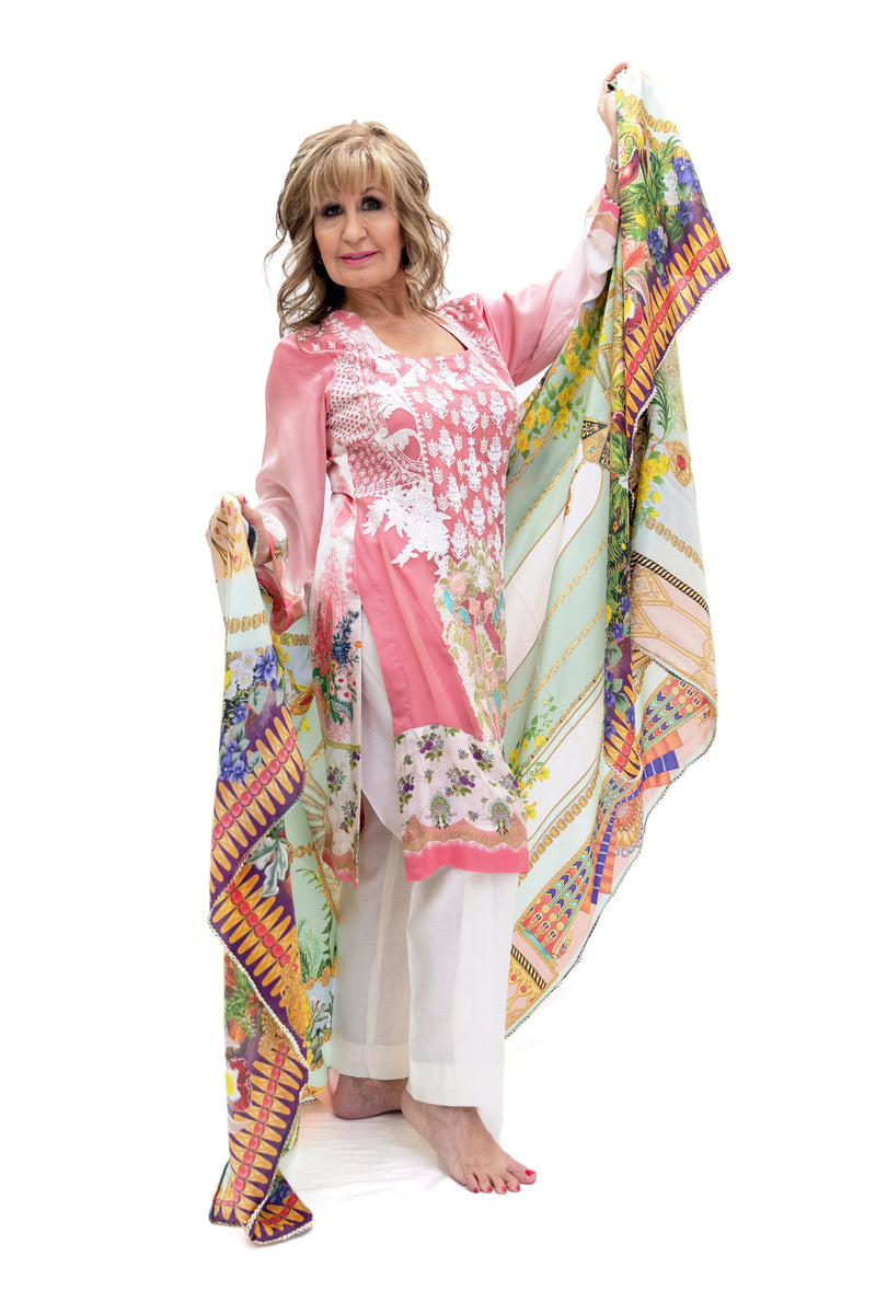 Pink Silk Salwar Kameez - Sana Safinaz Suit - South Asian Fashion