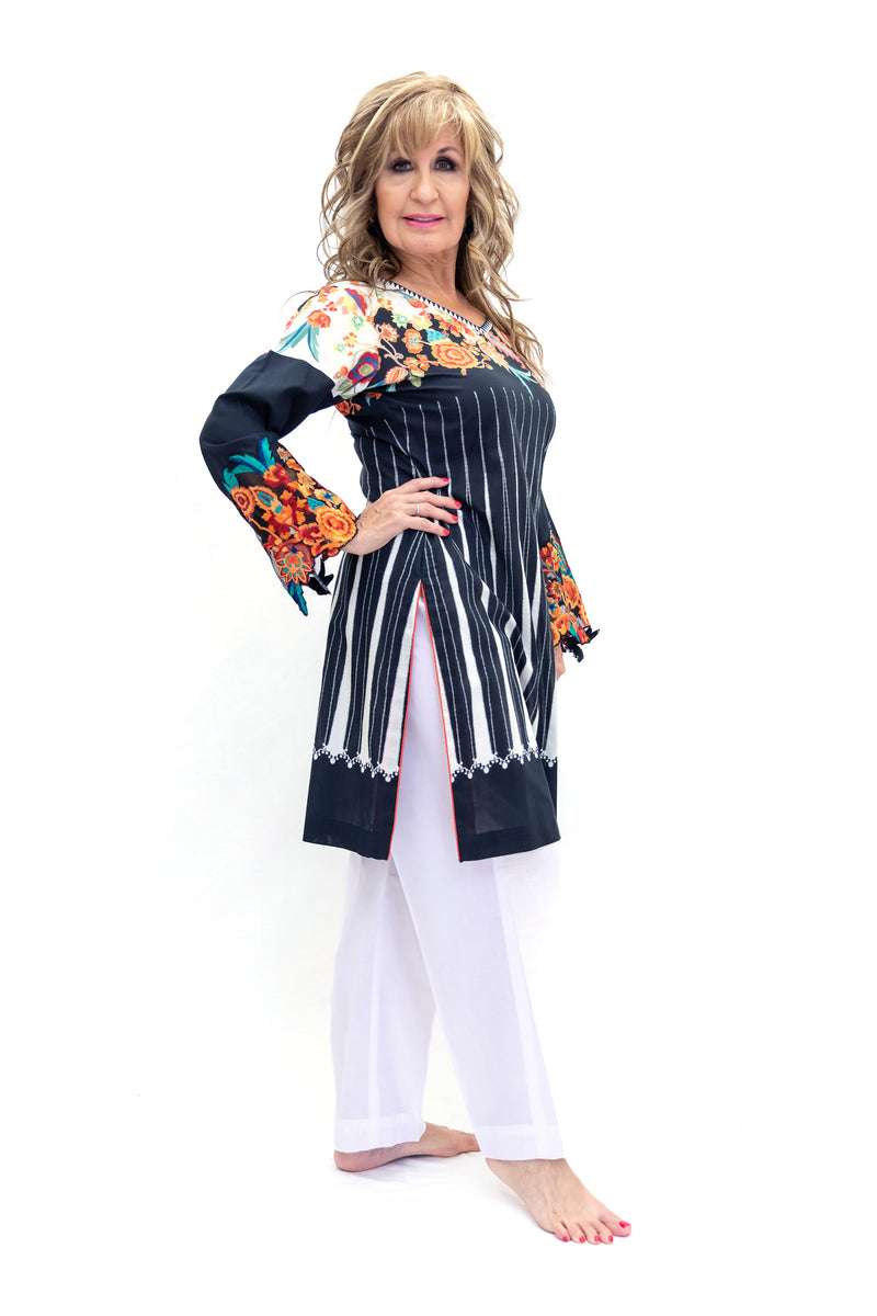 Black & White Salwar Kameez - Sana Safinaz Suit - South Asian Fashion