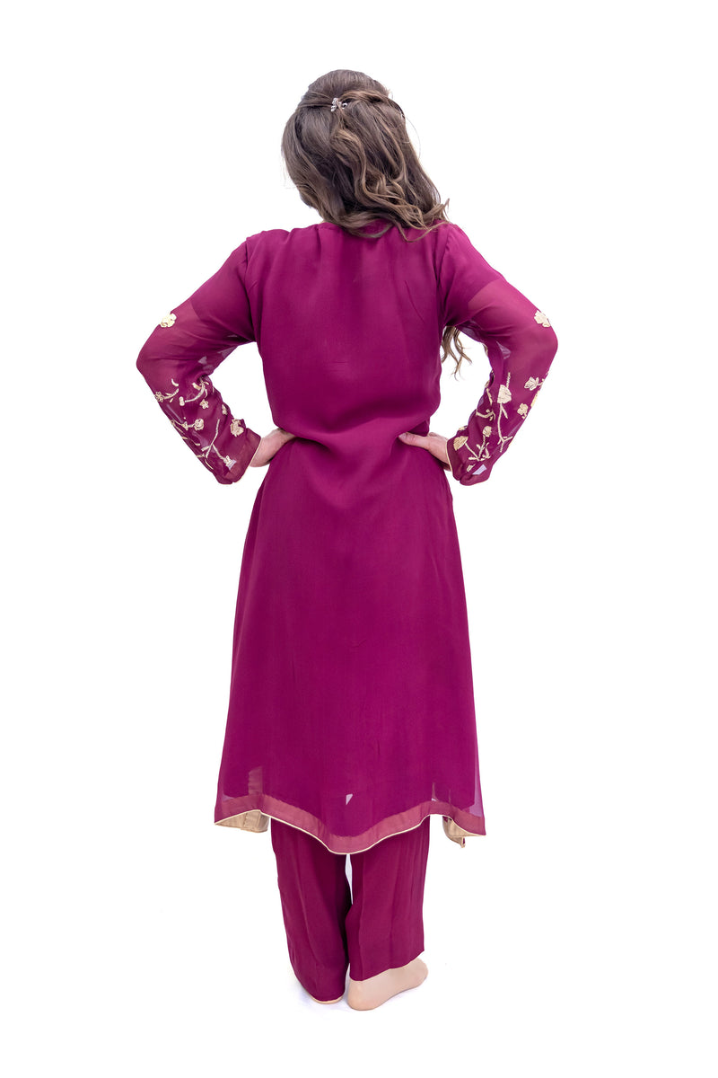 Purple Chiffon Suit - Asim Jofa - South Asian Fashion & Unique Home Decor