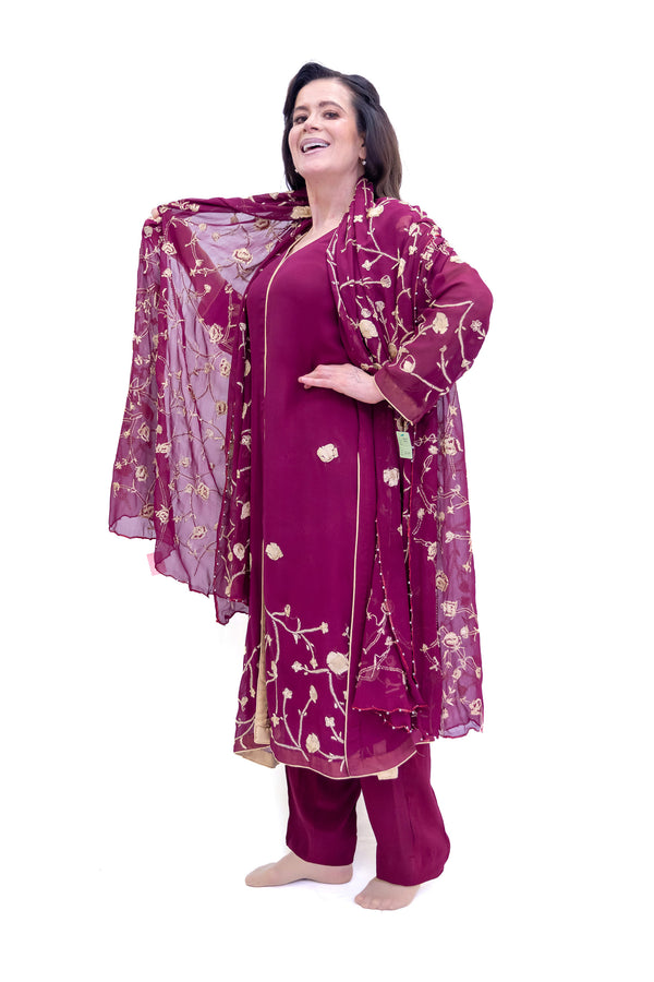 Purple Chiffon Suit - Asim Jofa - South Asian Fashion & Unique Home Decor