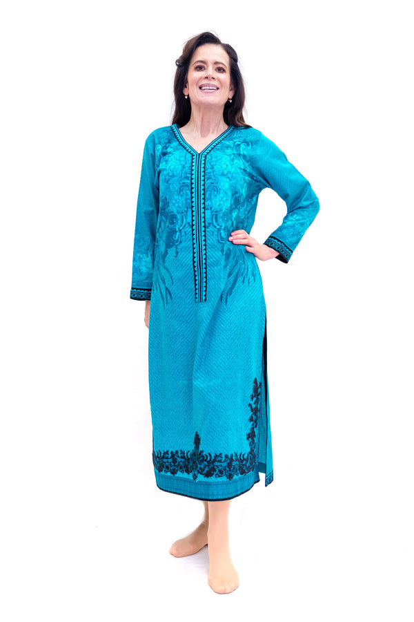 Blue Cotton Kurta - Shirt - Women's South Asian Fashion