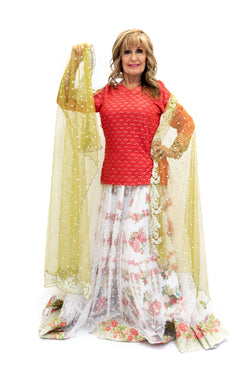 White Floral Lengha - Skirt - Women's South Asian Fashion