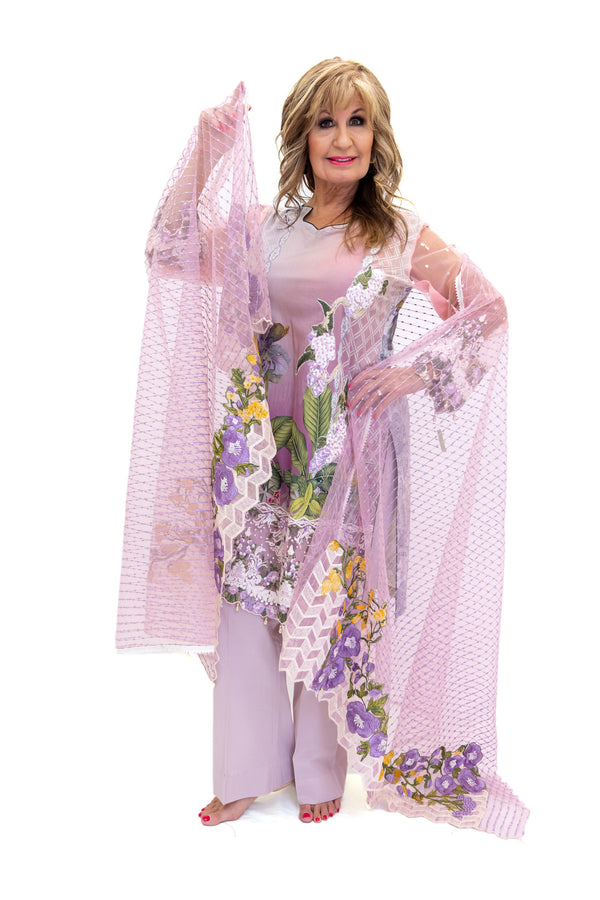 Light Purple Cotton Salwar Kameez - Sobia Nazir Suit - South Asian Fashion