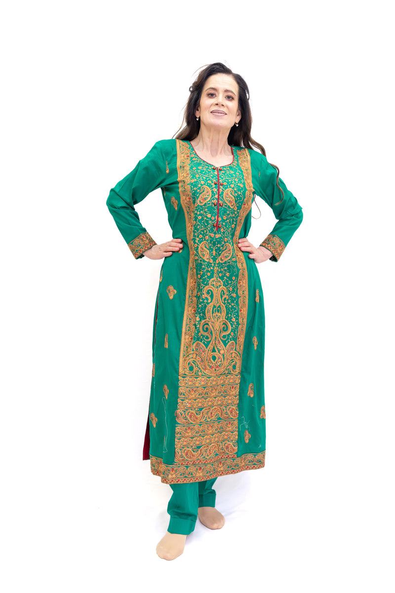 Green Chiffon Salwar Kameez - Motifz Suit - South Asian Formal Wear