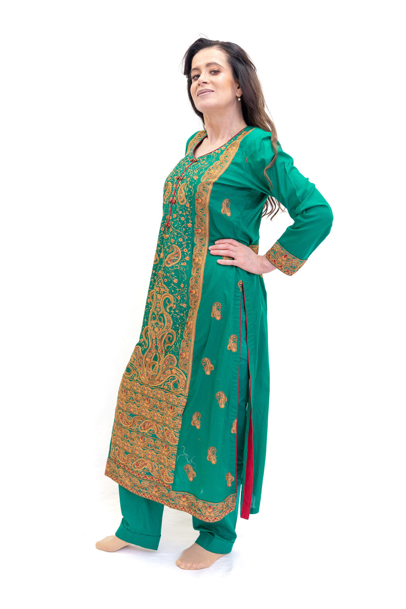 Green Chiffon Salwar Kameez - Motifz Suit - South Asian Formal Wear