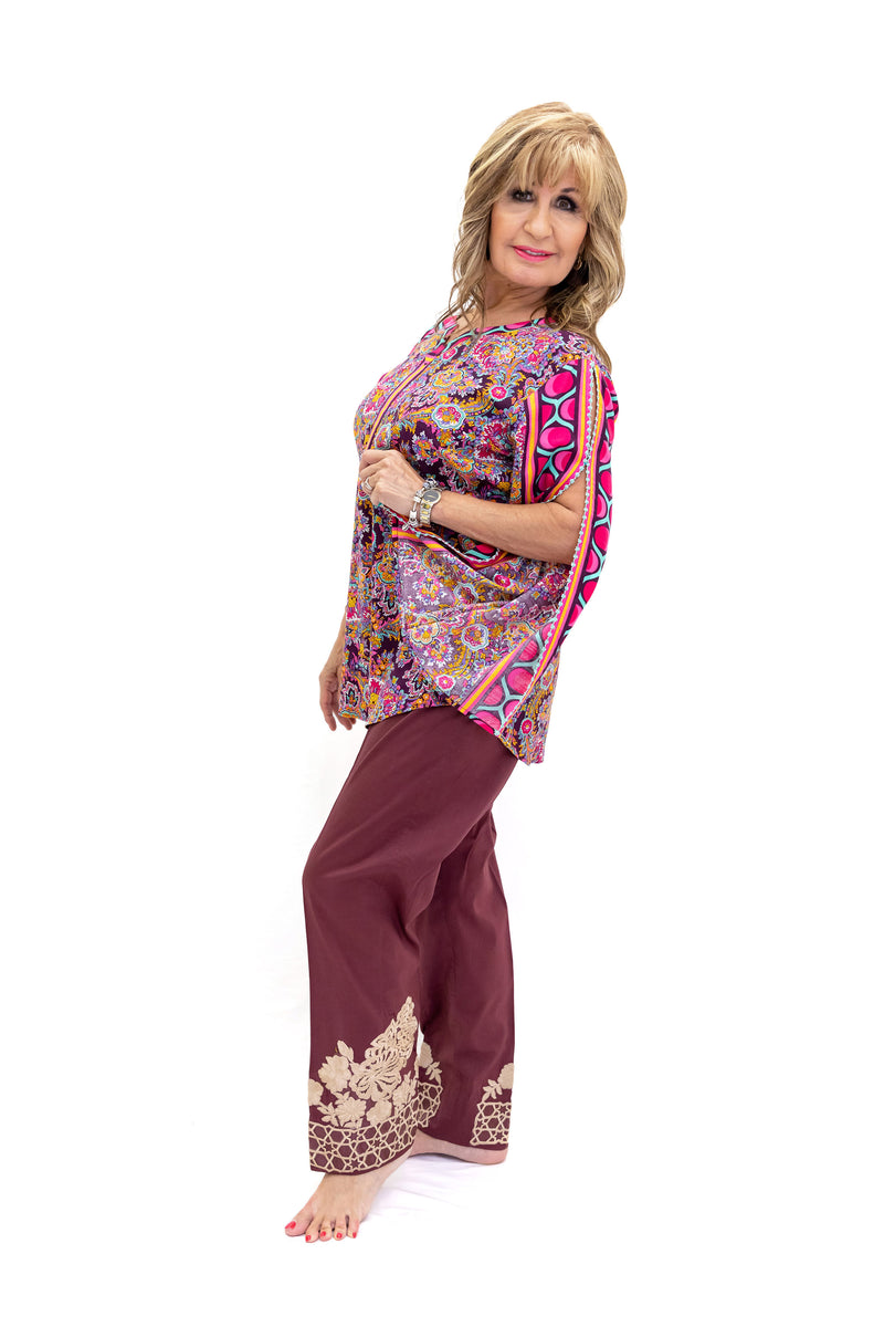 Magenta Silk Kurti - Women's Shirt - South Asian Fashion