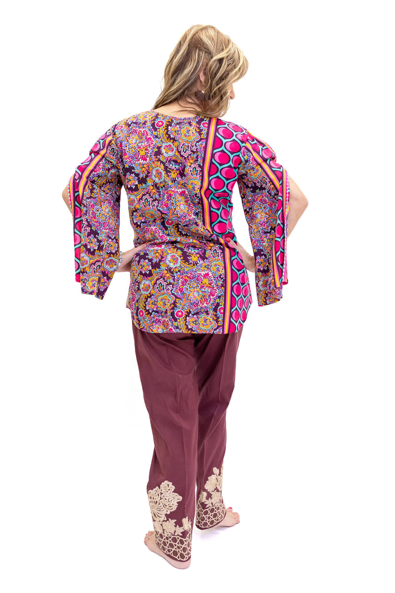 Magenta Silk Kurti - Women's Shirt - South Asian Fashion