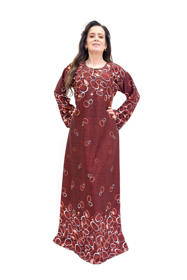 Maroon Long Sleeve Dress - South Asian Casual Wear