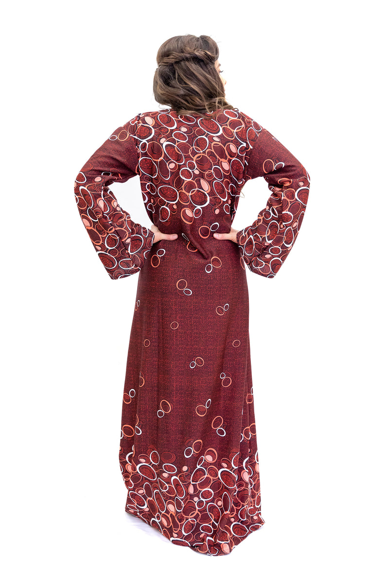 Maroon Long Sleeve Dress - South Asian Casual Wear