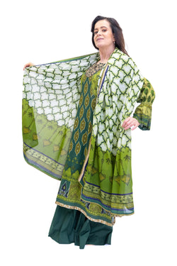 Green Cotton Salwar Kameez - Suit - Maria b. - South Asian Fashion
