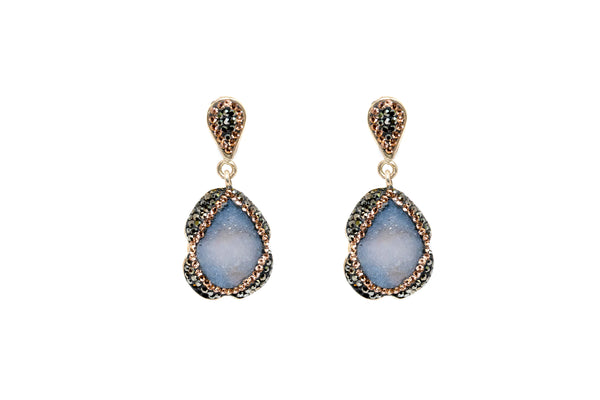Black Gemstone Dangle Earrings - South Asian Fashion & Accessories