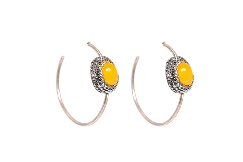Yellow Gemstone Hoop Earrings - Top Quality Traditional Jewelry &  Accessories 